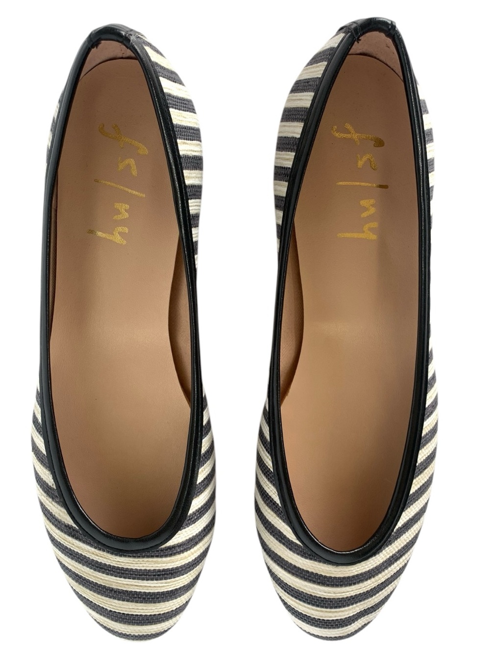 NEW French Sole FS/NY Olivia Ballet Flats Black Beige Stripe Made In Spain SZ 9 - Picture 13 of 16